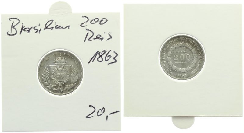Brasilien 200 Reis 1863 Silber